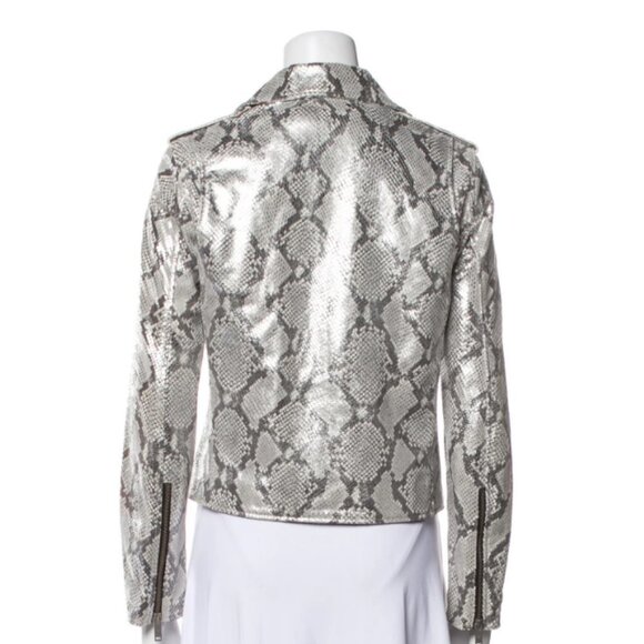 Golden Goose Madison Leather Jacket in Silver Python 38 2 - Picture 4 of 10